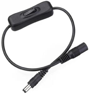 Electroon Anahtarlı Dişi Erkek Bağlantı Power Kablosu 5.5x2.1mm - Siyah