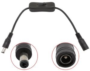 Electroon Anahtarlı Dişi Erkek Bağlantı Power Kablosu 5.5x2.1mm - Siyah