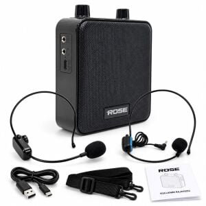 Rose NOVA HP-505KW Taşınabilir Şarjlı Mini Rehber Amfisi Kablolu ve Kablosuz HeadSet Mikrofonlu