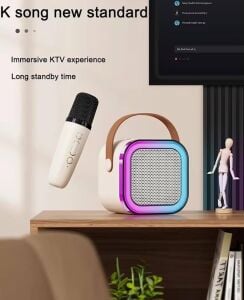 Rose K12 Taşınabilir Şarjlı Bluetooth Karaoke Mini Mikrofon ve Hoparlör Seti - Beyaz