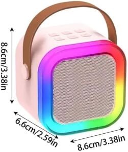Rose K12 Taşınabilir Şarjlı Bluetooth Karaoke Mini Mikrofon ve Hoparlör Seti - Pembe