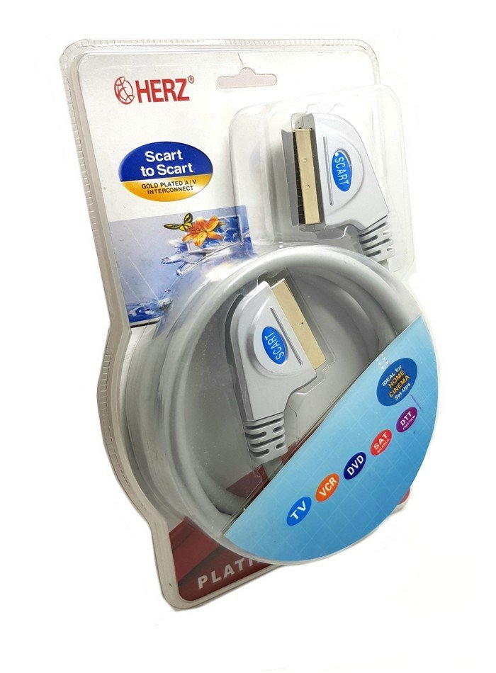Scart-Scart Kablo Altın Uçlu Gri