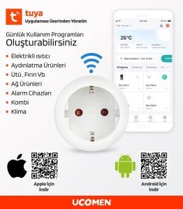 Ucomen 10Amper Wifi Tuya Destekli Akıllı Priz PA-GEBA-01SW