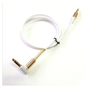electroon 3,5mm Stereo Gold Jaklı Beyaz Silikon Aux Kablo 1Metre