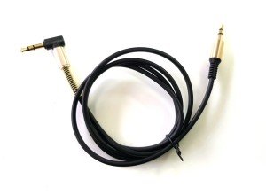 electroon 3,5mm Stereo Gold Jaklı Siyah Silikon Aux Kablo 1Metre