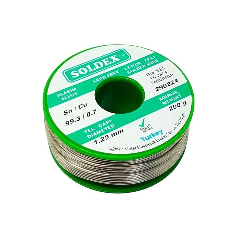 Soldex 200Gr 1.20mm Sn99.3 Cu0.7 Kurşunsuz Lehim Teli