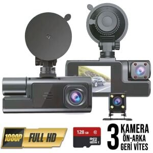 Wolfstar MR-15 3 Kameralı Led Ekranlı Gece Görüşlü G-Sensör Araç İçi ve Arka Kamera