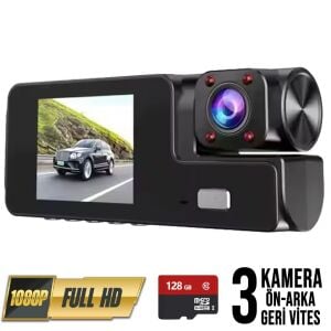 Wolfstar MR-15 3 Kameralı Led Ekranlı Gece Görüşlü G-Sensör Araç İçi ve Arka Kamera