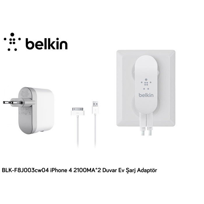 Belkin BLK-F8J003cw04 Şarj Adaptörü Beyaz iPhone-iPod-iPad