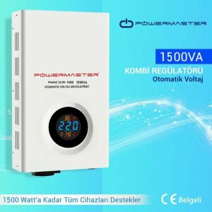 Powermaster Slim-1500 Otomatik Voltaj Regülatörü 1500VA Kombi Regülatörü