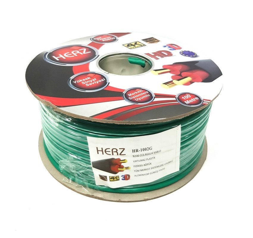 HERZ RG6U4 Uydu Anten Kablosu 100Metre Yeşil
