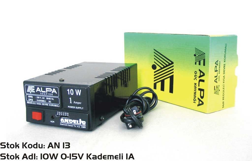 ALPA 10Watt 3-15Volt DC Kademeli 1Amper Adaptör
