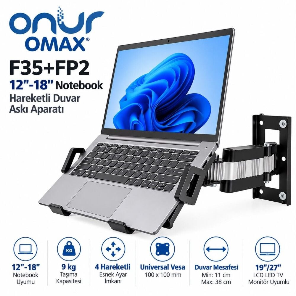 ONUR F35+FP2 12''-18'' Notebook Hareketli Duvar Askı Aparatı