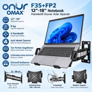 ONUR F35+FP2 12''-18'' Notebook Hareketli Duvar Askı Aparatı
