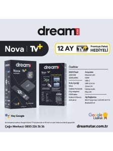 Dreamstar Nova TV+ (12 Ay Premium Üyelik Hediyeli) 4K Lisanslı Android TV Box 2GB Ram 32GB Hafıza