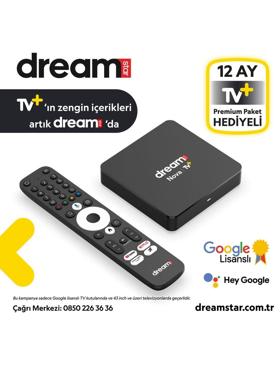 Dreamstar Nova TV+ (12 Ay Premium Üyelik Hediyeli) 4K Lisanslı Android TV Box 2GB Ram 32GB Hafıza