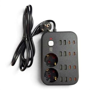 hi-link 2 Soketli 8xType-C +8xUSB 2 Metre Kablolu Termal Akım Korumalı Grup Priz