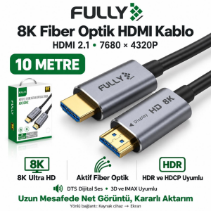 FULLY 8K 2.1V Fiber Optik HDMI Kablo - 10Metre 7680x4320P