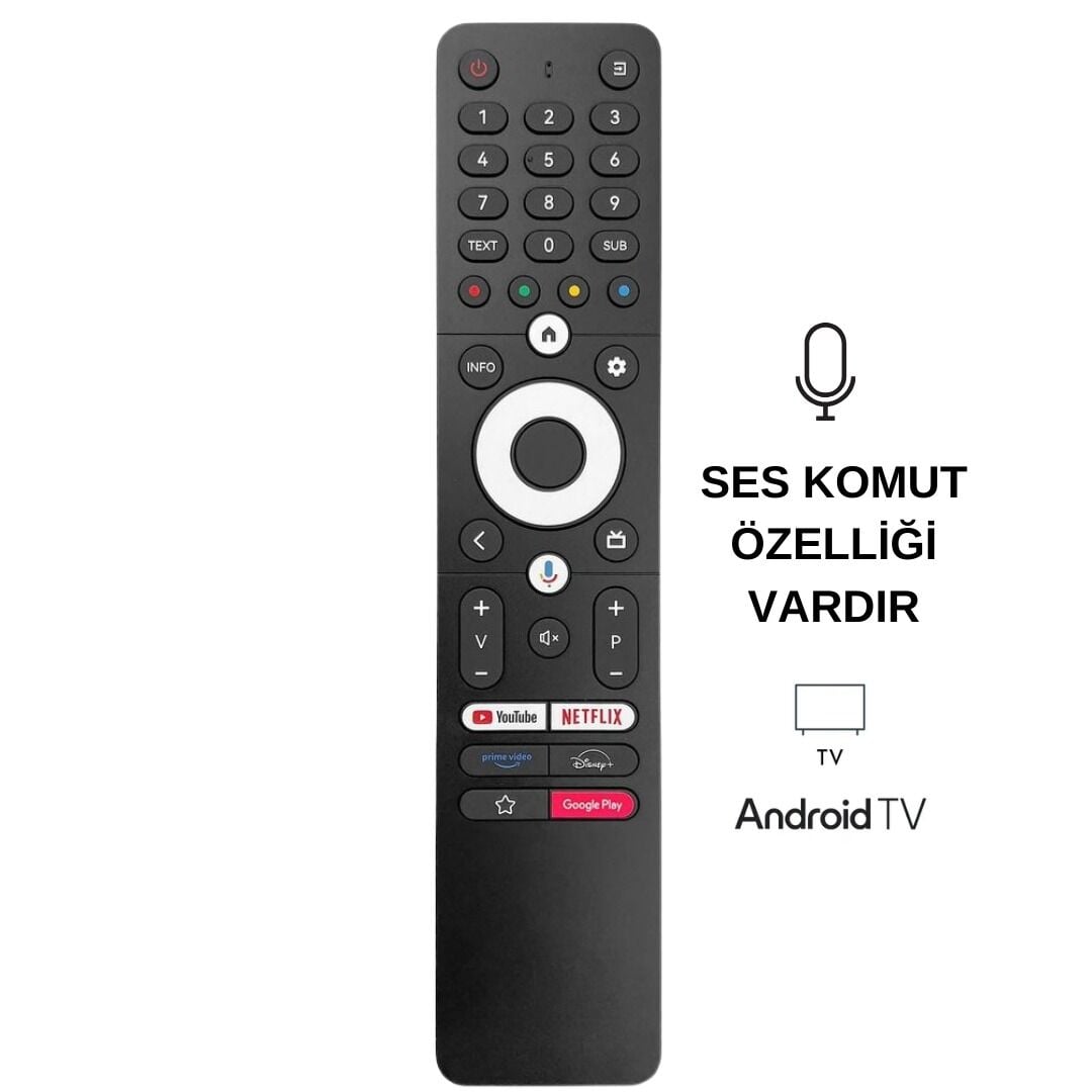 Thomson Uyumlu Netflix - Google Play Tuşlu LED TV Kumanda  - Ses Komutlu