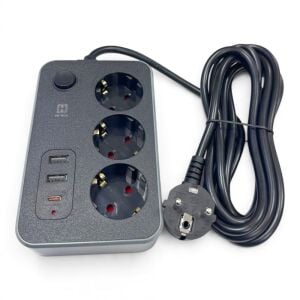 hi-link 3 Soketli 1xTypeC+2xUSB Girişli 3 Metre Kablolu Termal Akım Korumalı Grup Priz