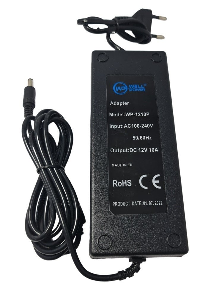 WellPower 12Volt 10Amper Plastik Kasa Adaptör 12V 10A 5.5x2.5mm Jak Fişli