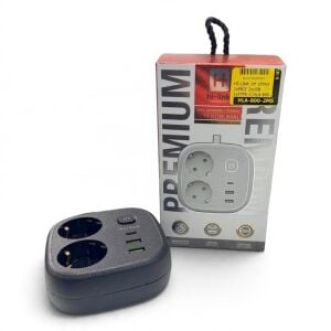 hi-link 2xSoketli 1xTypeC+2xUSB Girişli 2Metre Termal Akım Korumalı Grup Priz Siyah