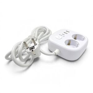 hi-link 2xSoketli 1xTypeC+2xUSB Girişli  2Metre Termal Akım Korumalı Grup Priz Beyaz