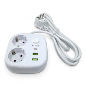 hi-link 2xSoketli 1xTypeC+2xUSB Girişli  2Metre Termal Akım Korumalı Grup Priz Beyaz