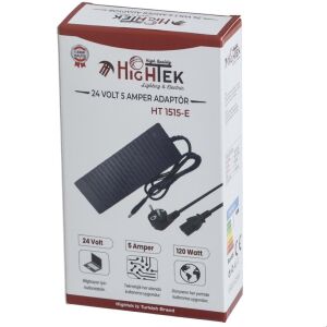 Hightek HT-1515E 24Volt 5Amper Plastik Kasa Adaptör 5.5x2.5mm Jak Fişli