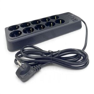 hi-link 10 Soketli 2xType-C +2xUSB Girişli 3 Metre Kablolu Akım Korumalı Grup Priz