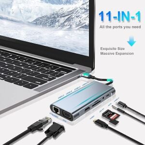 Taplin TK-122 11 in 1 Type-C Hub USB HDMI VGA LAN Çoklayıcı