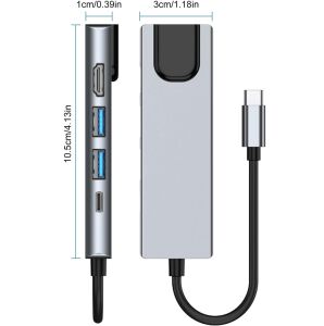 Taplin TK-126 5 in 1 Type-C Hub USB HDMI  LAN Çoklayıcı