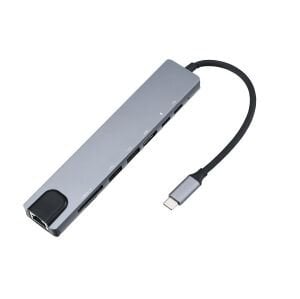 Taplin TK-124 8 in 1 Type-C Hub USB HDMI LAN Çoklayıcı