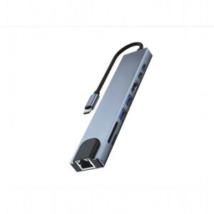 Taplin TK-124 8 in 1 Type-C Hub USB HDMI LAN Çoklayıcı