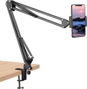 NODAR ND1052 Mafsallı Kollu Masa Kenarı Telefon ve Tablet Standı - Siyah