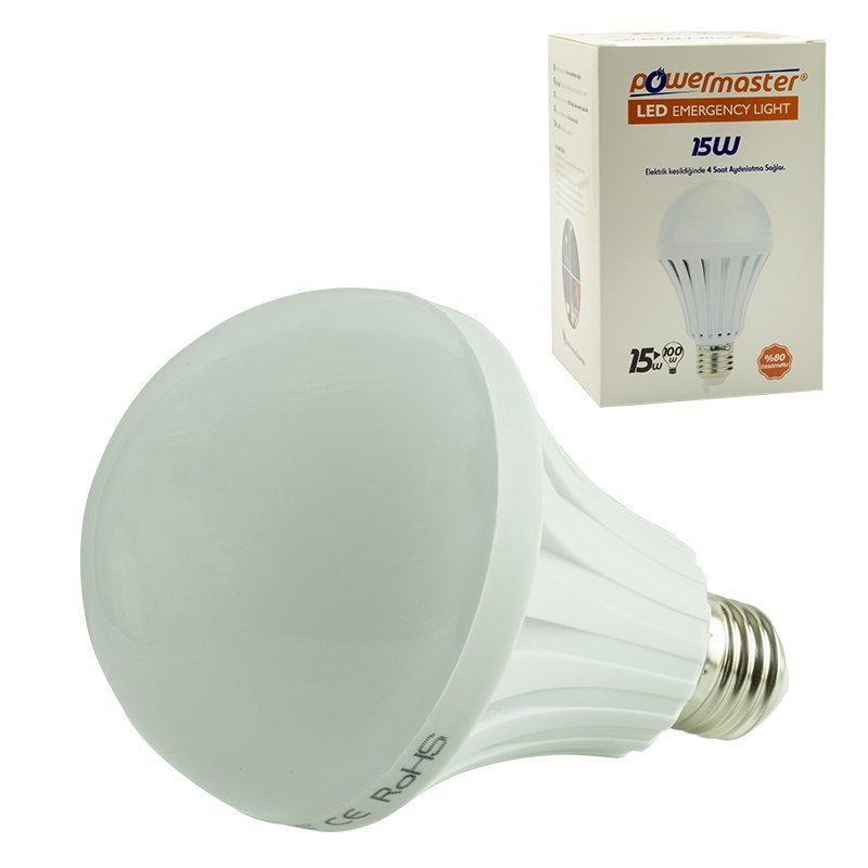 Powermaster 15Watt 220Volt Şarjlı Beyaz Led Ampul E27