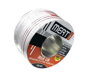Mert Kablo RG6U6 Trishield Çift Folyo Uydu Anten Kablosu 96Tel 100 Metre