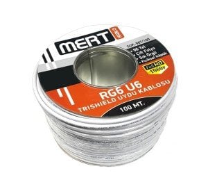 Mert Kablo RG6U6 Trishield Çift Folyo Uydu Anten Kablosu 96Tel 100 Metre