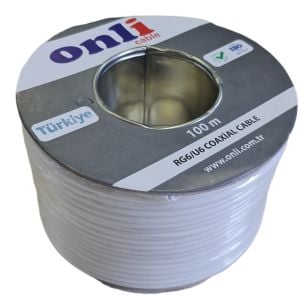 Onli RG6U6 Beyaz Anten Kablosu 100Metre 112Tel Yerli Üretim