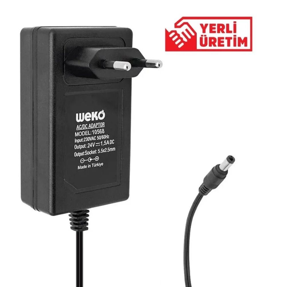 Weko 24Volt 1.5Amper Plastik Kasa Priz Tipi Adaptör (5.5x2.5 Uçlu)