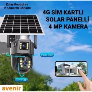 Avenir AV-M12 360° Güneş Panelli 4G Sim Kartlı Solar PTZ 4MP Çift Kamera