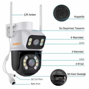 Avenir AV-S307 3MP Çift Kameralı Wifi Akıllı Kamera