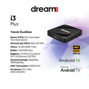 Dreamstar i3 Plus Android TV Box 2GB Ram 16GB Hafıza