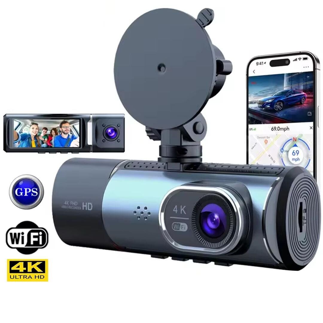 Powermaster PM-27086 3.16'' Tft Ekran Çift Kameralı Gps Modüllü Hd Araç Kamerası Dvr