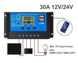 Hightek 12v - 24v 30A Solar Şarj Kontrol Cihazı