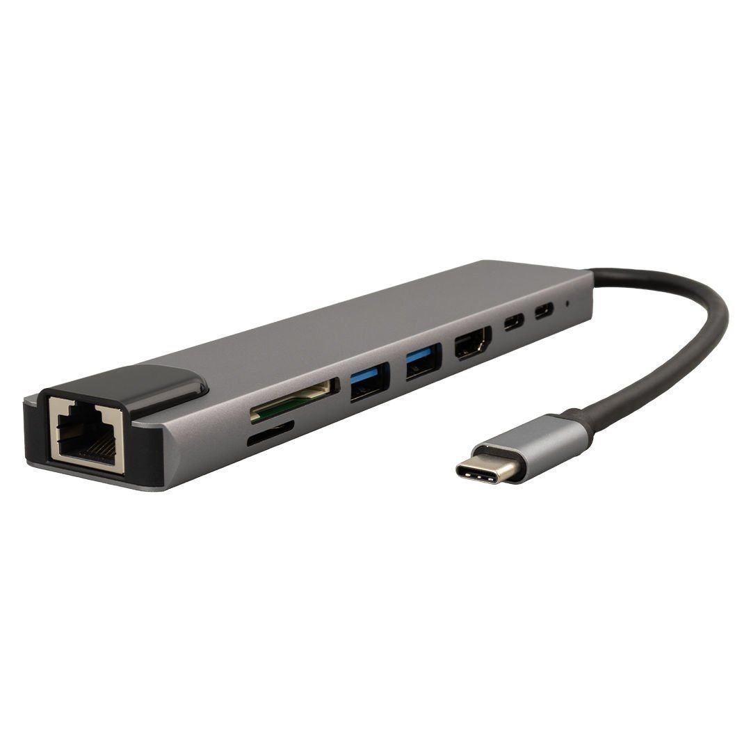 Swat Type-C 8in1 HDMI Çok Fonksiyonlu USB 3.0 Dock Station 10/100 (Macbook - PC - Playstation - Xbox)