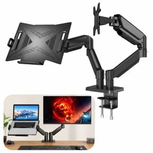 Sline M252DJ-FP2 17''-32'' Çift Kollu Masa Üstü Monitör + Notebook Standı
