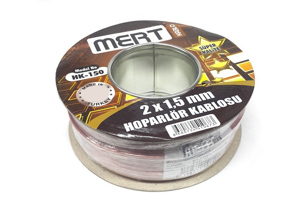 Mert Kablo 2x1,50mm Hoparlör Kablosu 100Metre Şeffaf