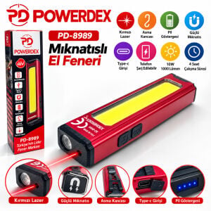 Powerdex PD-8989 Mıknatıslı Type-C Şarjlı El Feneri