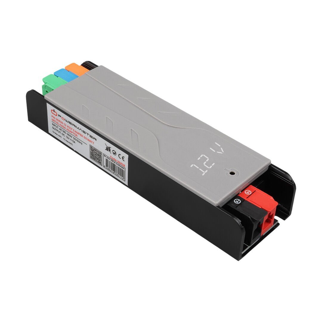 PowerMaster PM-26837 12Volt 3Amper 36Watt Slim Metal Kasa Adaptör Voltaj Göstergeli 128x42x27mm